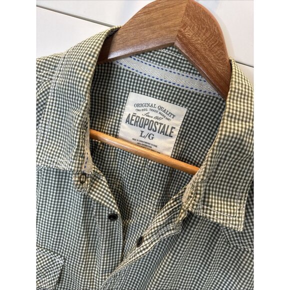 Aeropostale Men's Western Pearl Snap Button Down Shirt Size L Long Sleeve - Picture 2 of 11